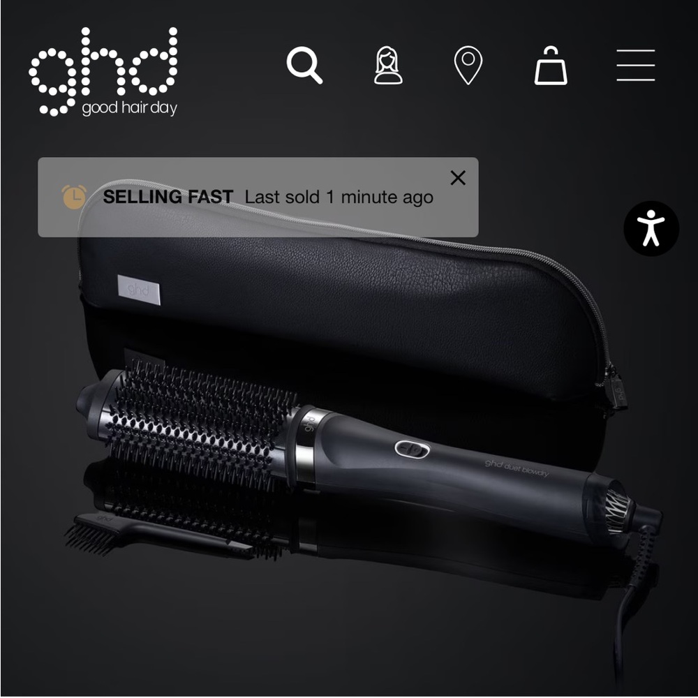 ghd Black Hair Styling Brush with Case